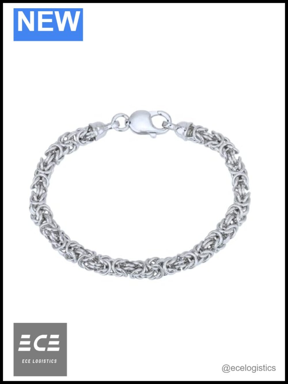 Genuine Sterling Silver Rhodium Plated Byzantine Chain Bracelet Handmade